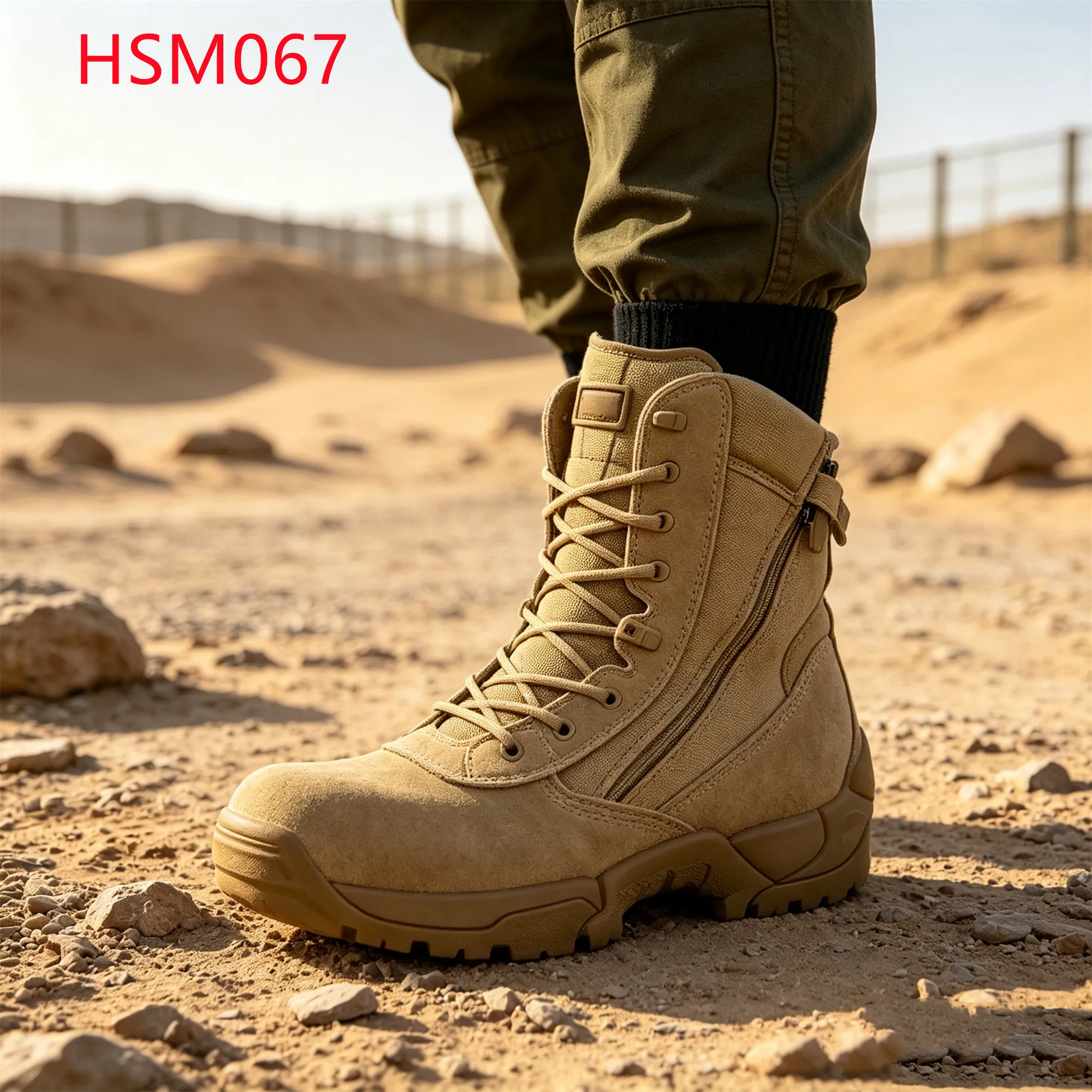 LXG,Desert Terrain Impact-proof EVA+rubber Sole Desert Boots Side Curved Zipper Design Classic Hua Singh Combat Boots HSM067