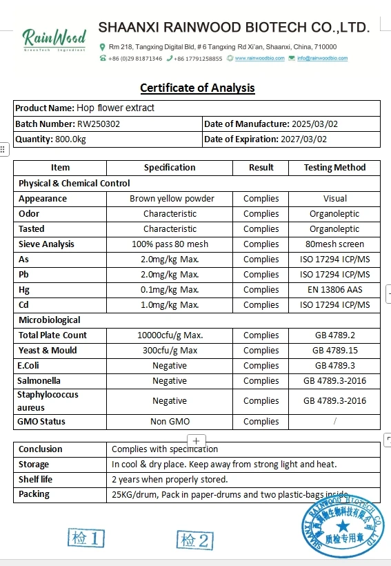 Hop Flower Extract Powder Humulus Lupulus Hops Extract Xanthohumol