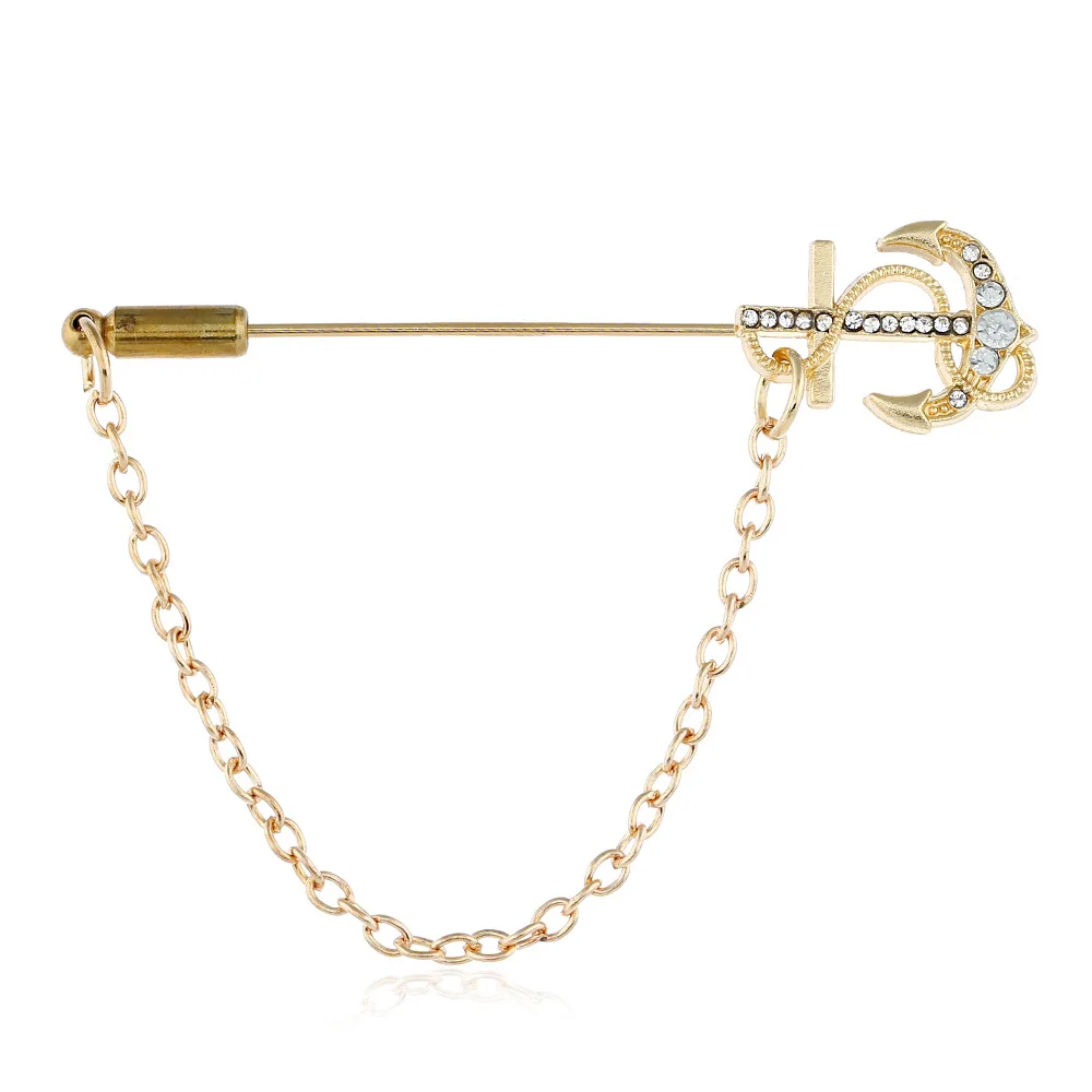 Retro Gold Women's Suit Brooch Men's Chain Accessories Fashion Corsage