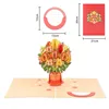 Enveloppe rouge, grand soleil, fleurs fendues