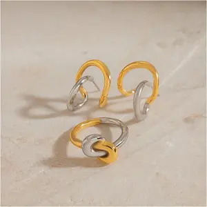 Earrings Fashionable Geometric Lines Colored Stainless Steel Accessories Solid Vintage Spring Unisex Hoop Earrings Christmas