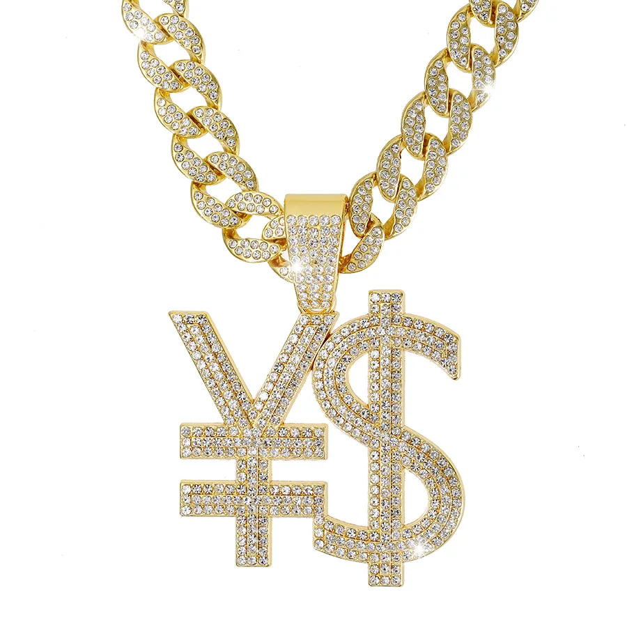 Dollar Sign 18k Gold Chain Fake 2PCS Money Chain Fake Gold