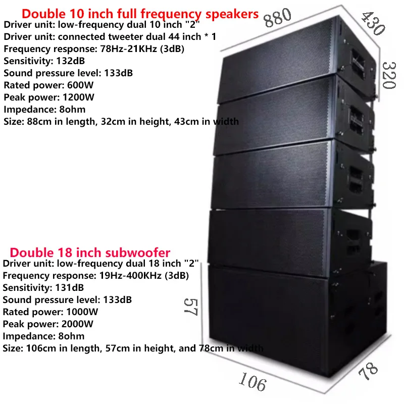 Dual 18inch Subwoofer Line Array Pro Sound Speakers System Power ...