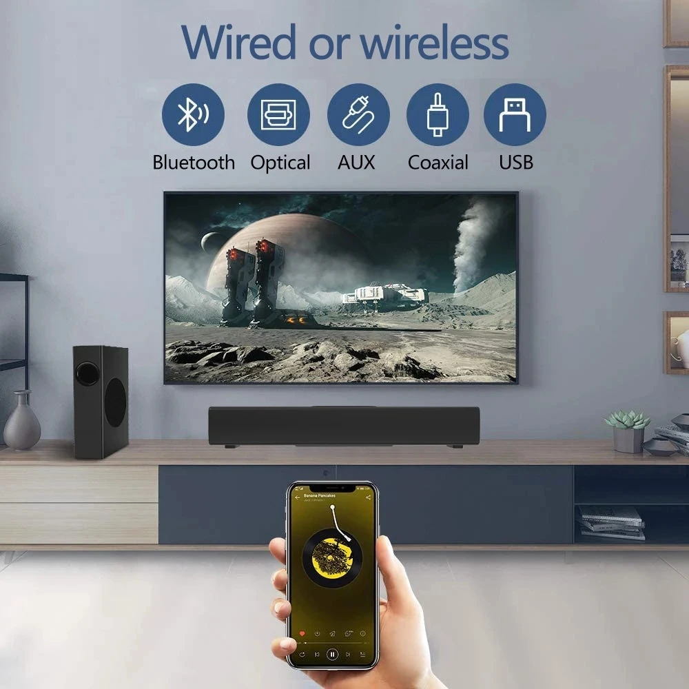 S22 Home Wireless Soundbar with HiFi Cinema Amplifier FM Radio for Subwoofer