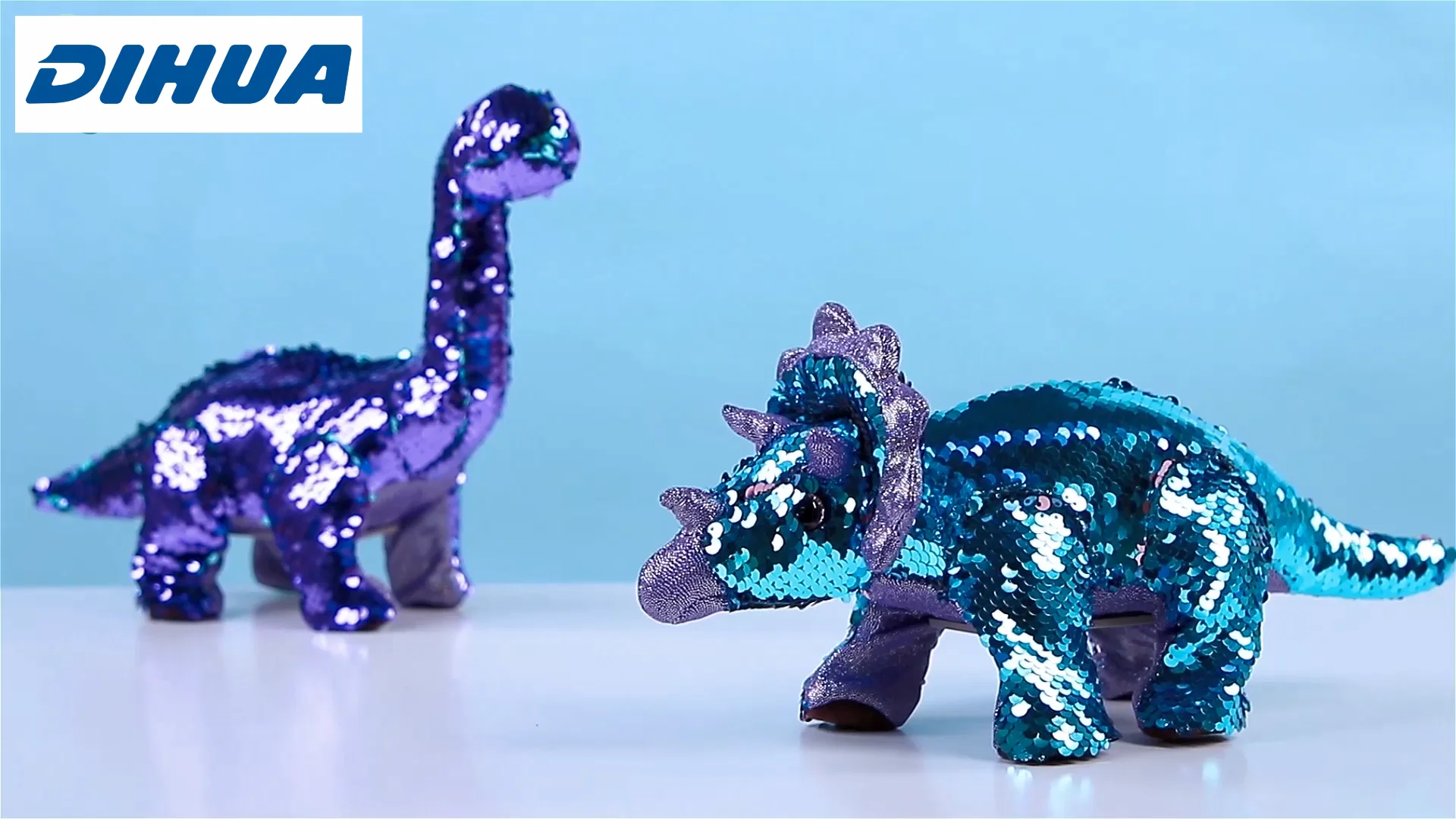 Sequin Triceratops Plush Remote Control Stuffed Animals Reversible