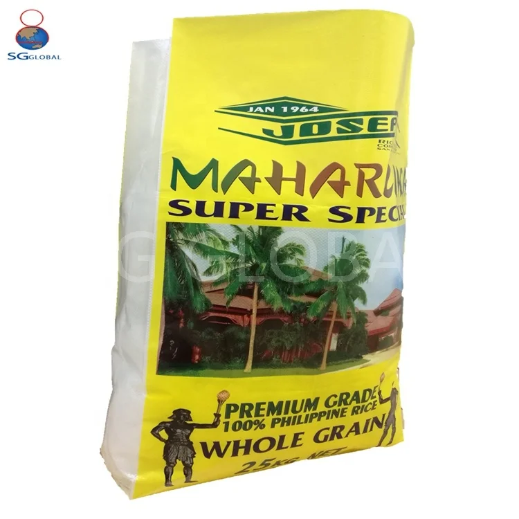 Wholesale Custom Bopp Printed 25kg 25kg Grain Bag pp Sack Package Plastic Woven Rice Packing Bag