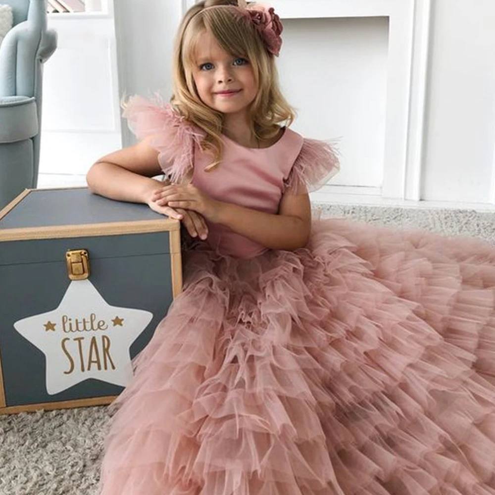 Платье для первого причастия с бантом для девочек на вечеринку и день рождения роскошное платье принцессы с цветами для девочек