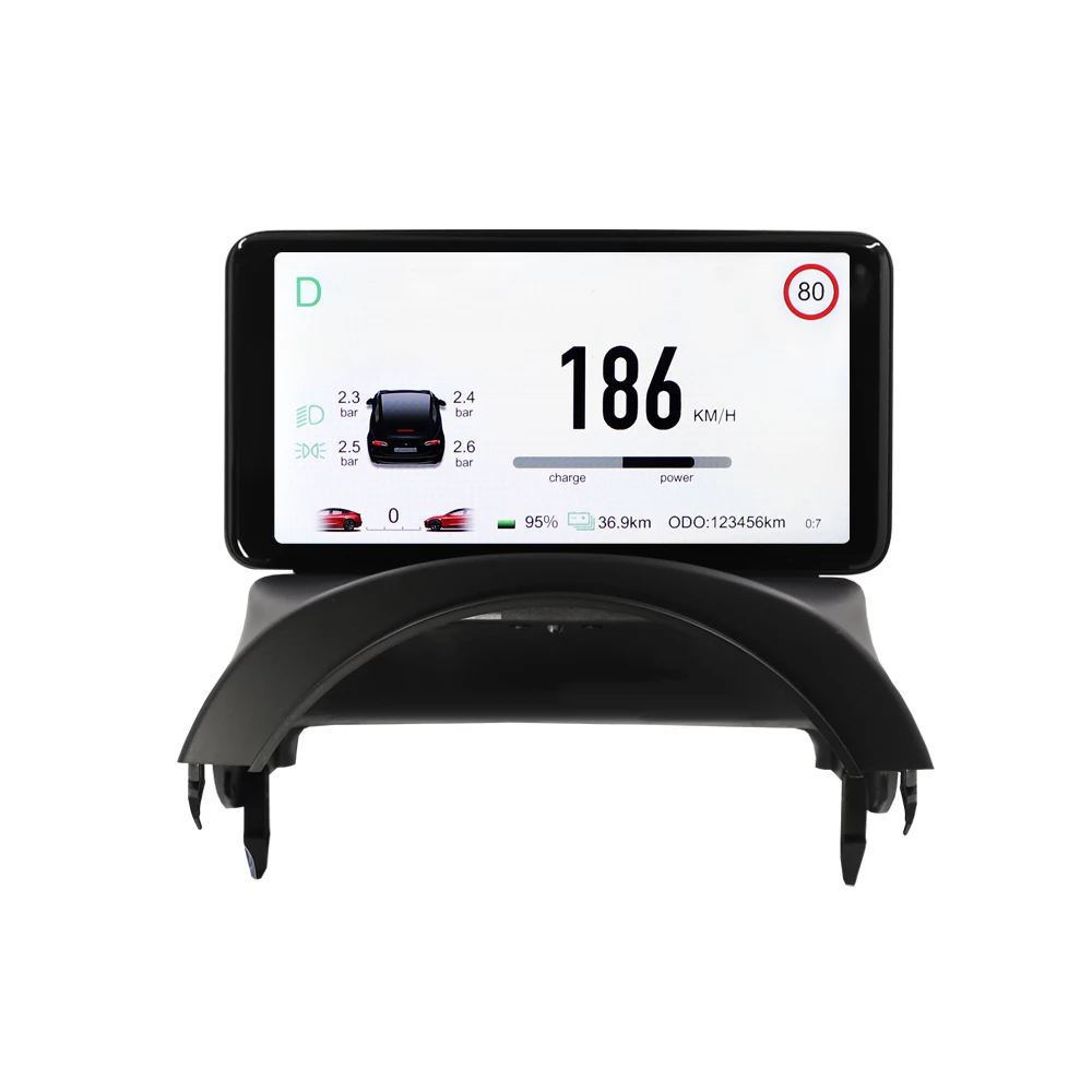 HEIBTENY HUD Tête Haute Pour Tesla Model 3/Y 2016-2024 - Affichage Intégré Sortie D'Air, Vitesse & Batterie En Temps Réel