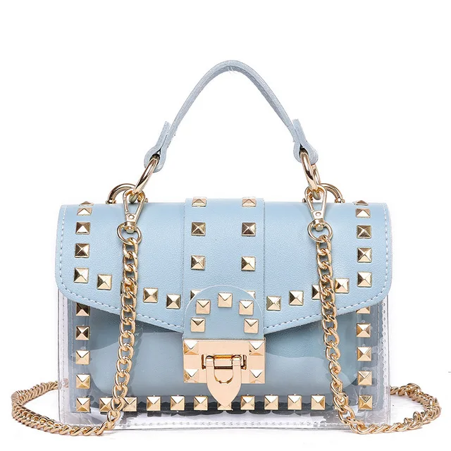 clear blue purse