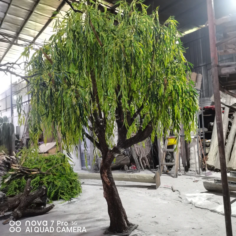 Decorative Large Fake Moringa Magnolia Trees Artificial Green Willow