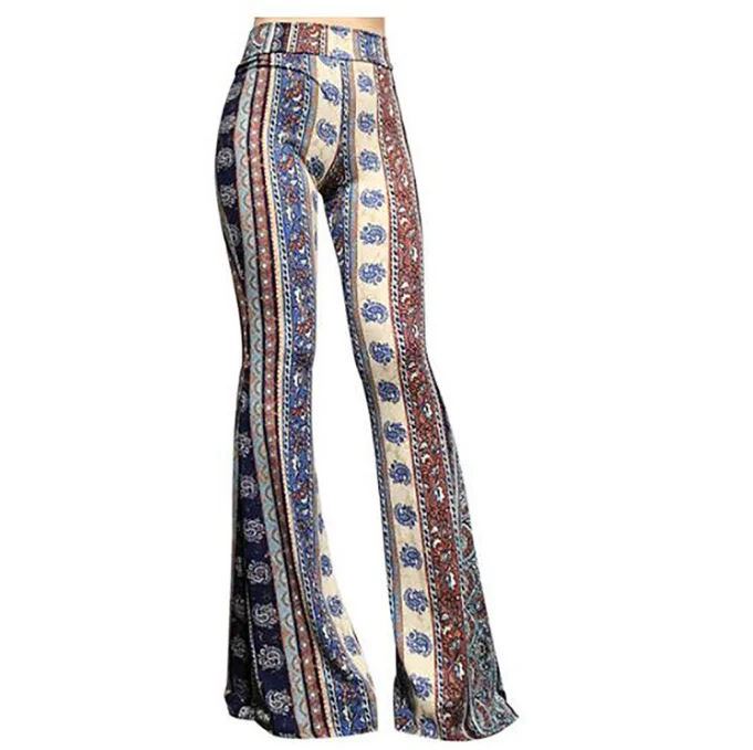 Europe and the United States Ladies Wide Leg Flared Ladies Printed Fashion Personality Pants for Women