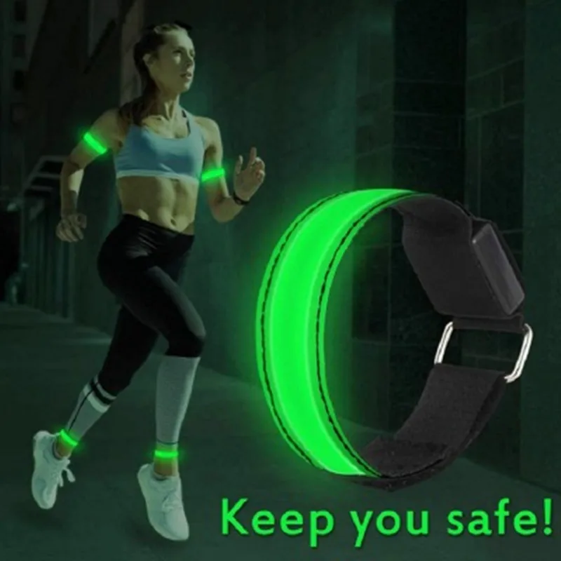 USB Rechargeable LED Power Bracelet Nylon Luminous Arm Wrist Band with Flashing LED Light