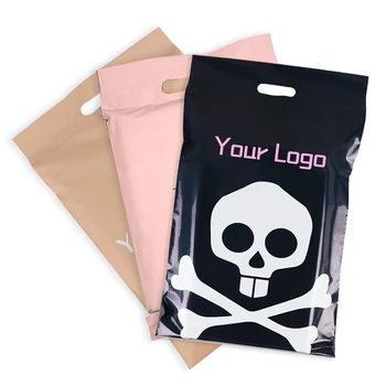 custom print logo matte black polymailer postal envelope plastic clothing package shipping mailing bags amazon branded polybag