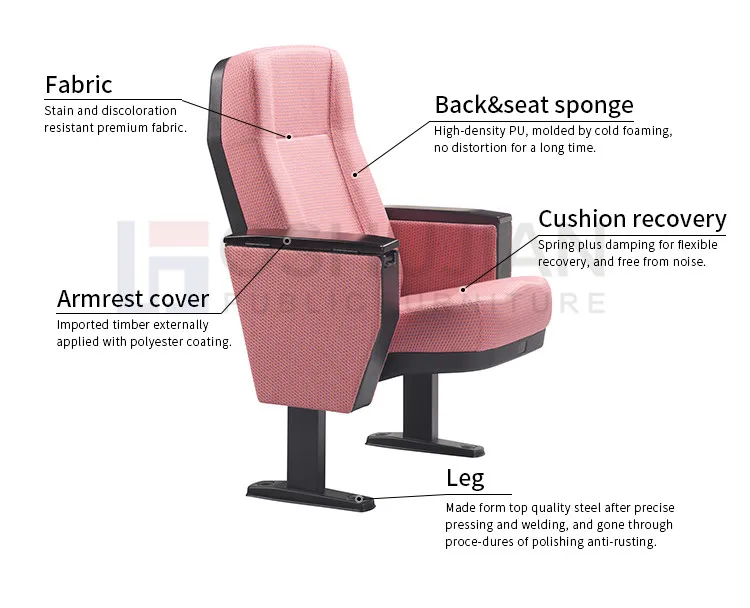 Standard movie armrests meeting lecture room chair conference lecture hall seat