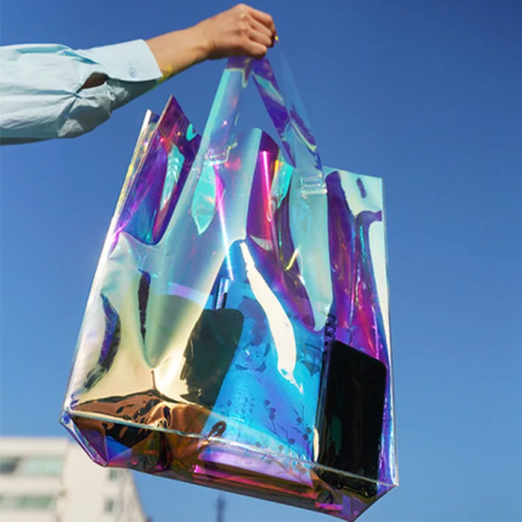 Hologram Pvc Beach Tote Bag 2023 Clear Laser Handbag Transparent ...