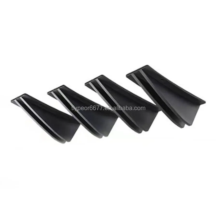 product tiypeor universal rear bumper lip spoiler diffuser splitter shark fin style protector 4 pcs with screws and adhesive tape-4