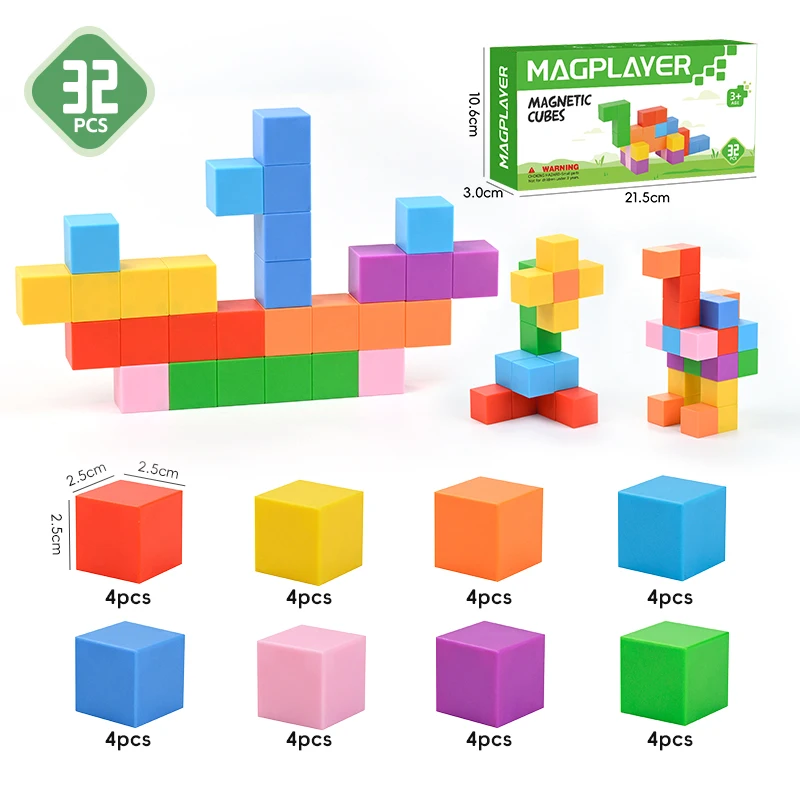 Bloques de construcción magnéticos Feoxialy, 32 unidades, para niños de 1 a 3 años Bloques de construcción magnéticos Feoxialy, 32 unidades, para niños de 1 a 3 años