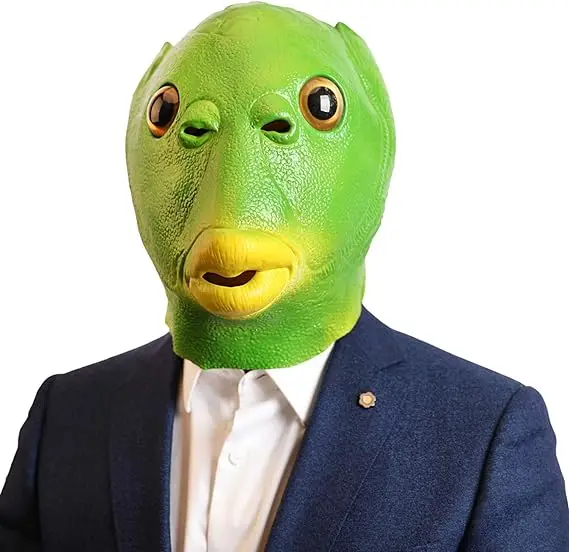 Green Fish Mask Funny Latex Full Head Realistic Masks Fancy Dress for Halloween Carnival Costume Party