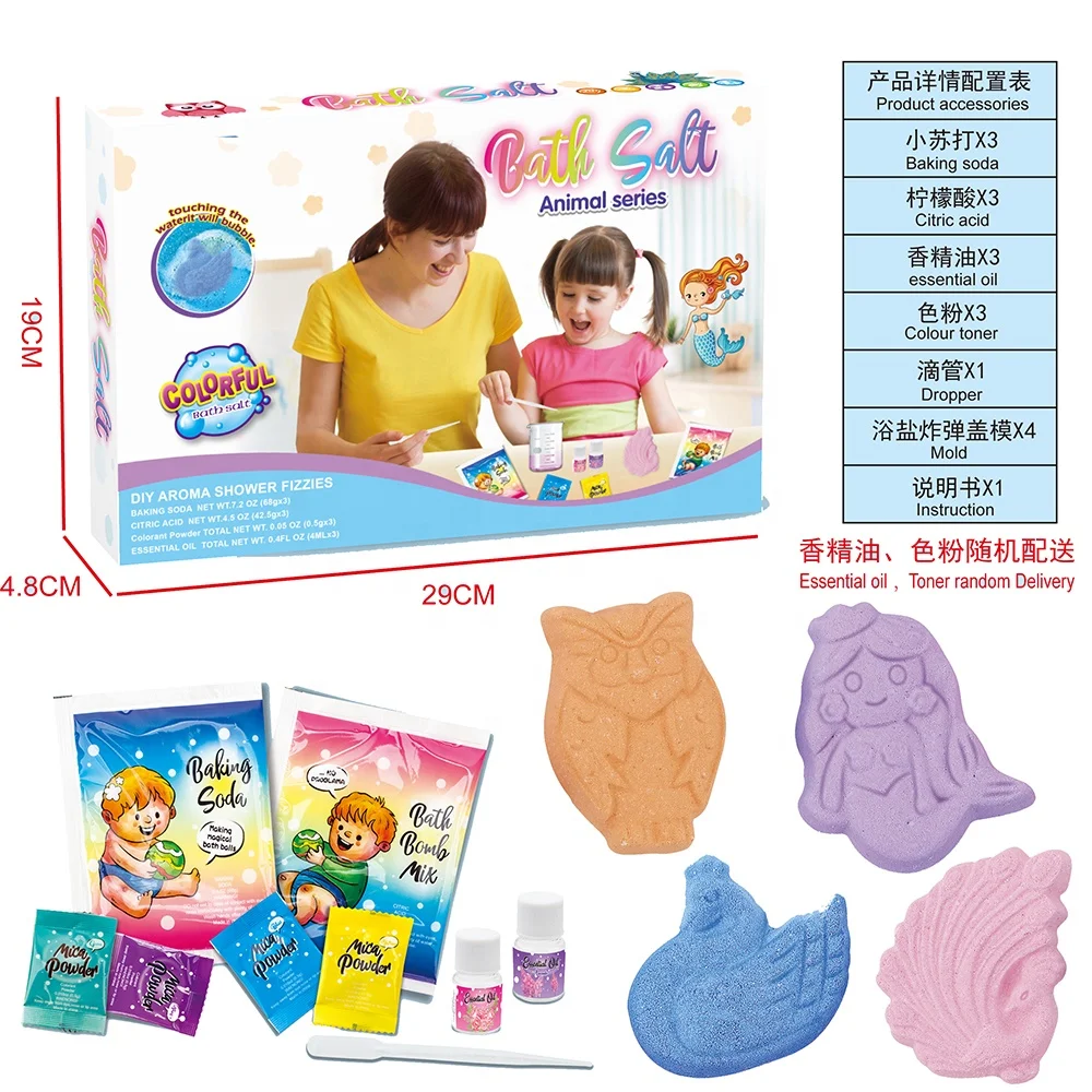 STEM Manual Activity DIY Salt Bomb Educational Plastic Horse Baby Bath Toys for Kids