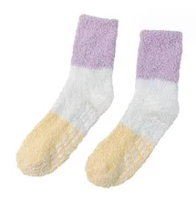 Non-slip Warm Winter Women Fluffy Tube Socks Colorful Crew Hosiery Home Sleeping Floor Cozy Thick Socks