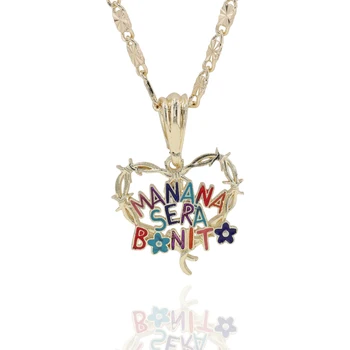 Free Sample Hot Singer Karol g 14K gold plated Manana Sera Bonito charm Pendant gift for fans heart shape Necklace Pendant