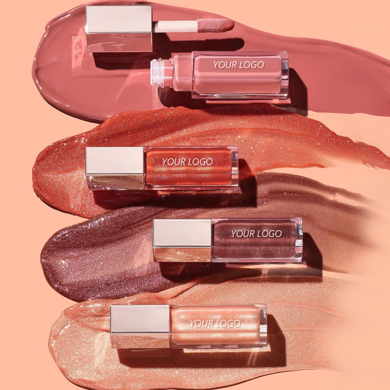 Оптовая продажа, увлажняющий ароматизированный высококачественный органический стойкий увлажняющий Блестящий розовый Алмазный мерцающий блеск для губ