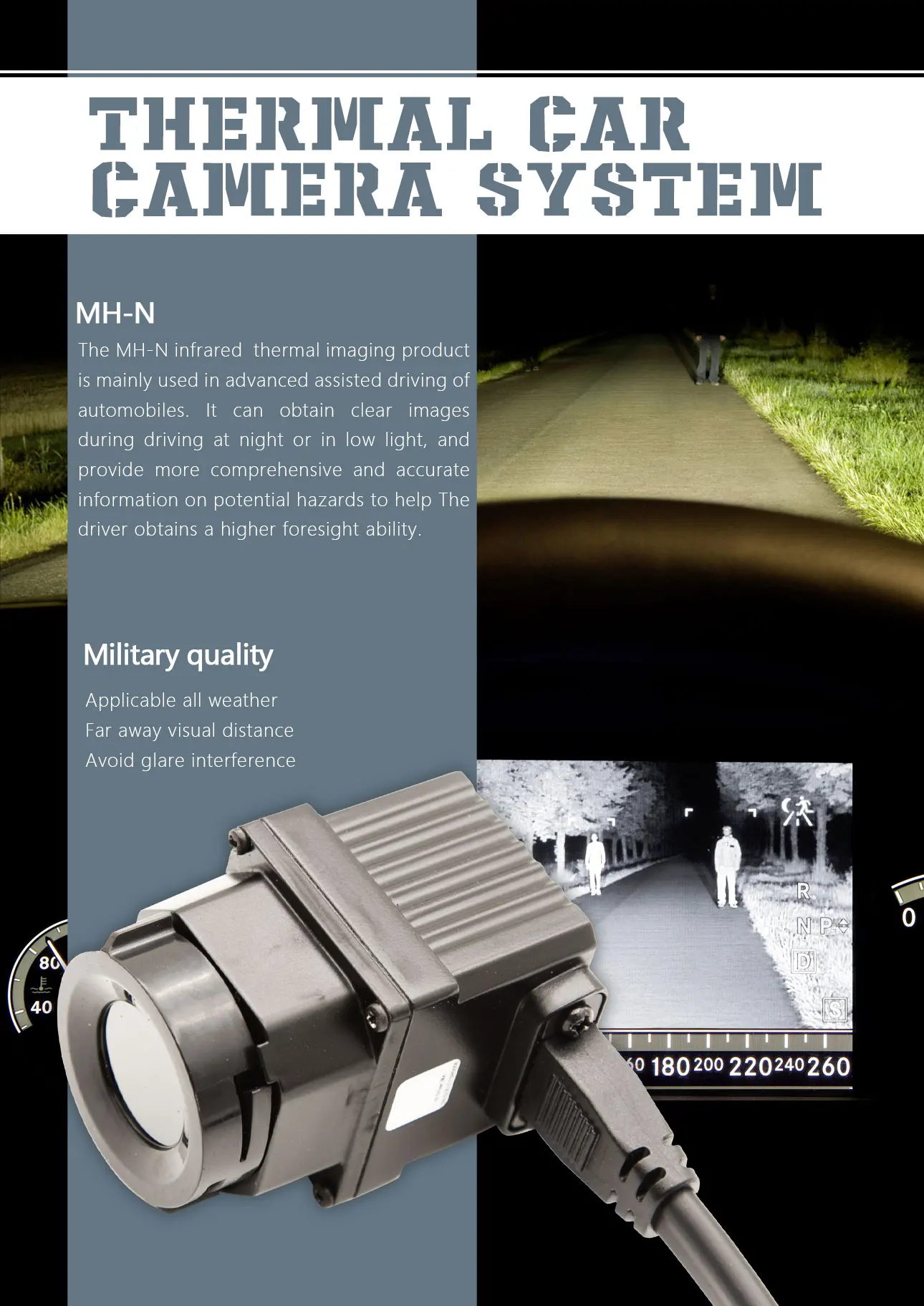 Ip67 Driving Assistant Thermal Imaging Car Night Vision Thermal Vision