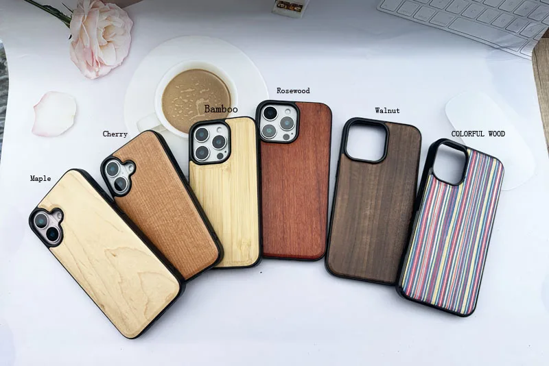 Retro Solid Wooden Mobile Phone Case Shockproof Custom Wood Cover TPU Bamboo Cases for Iphone 16 Pro Max 15 16plus 14 13 12 11