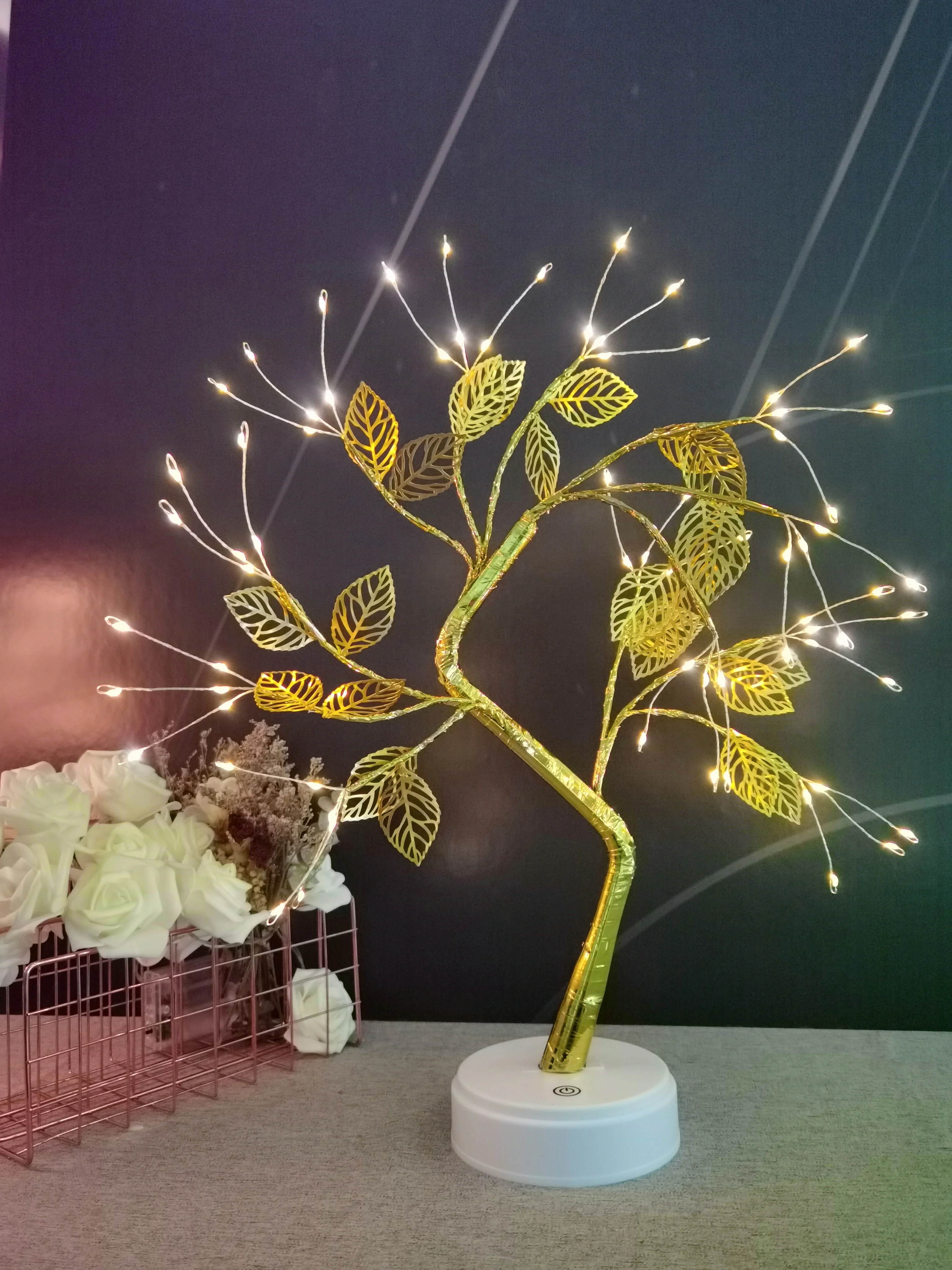 Weihnachts-Bonsai-Baum Beleuchteter Kupferdraht Nachtlichter Batterie/USB  Kirschblten-Tischbaum-Lampe fr Hochzeits- und Partydekoration