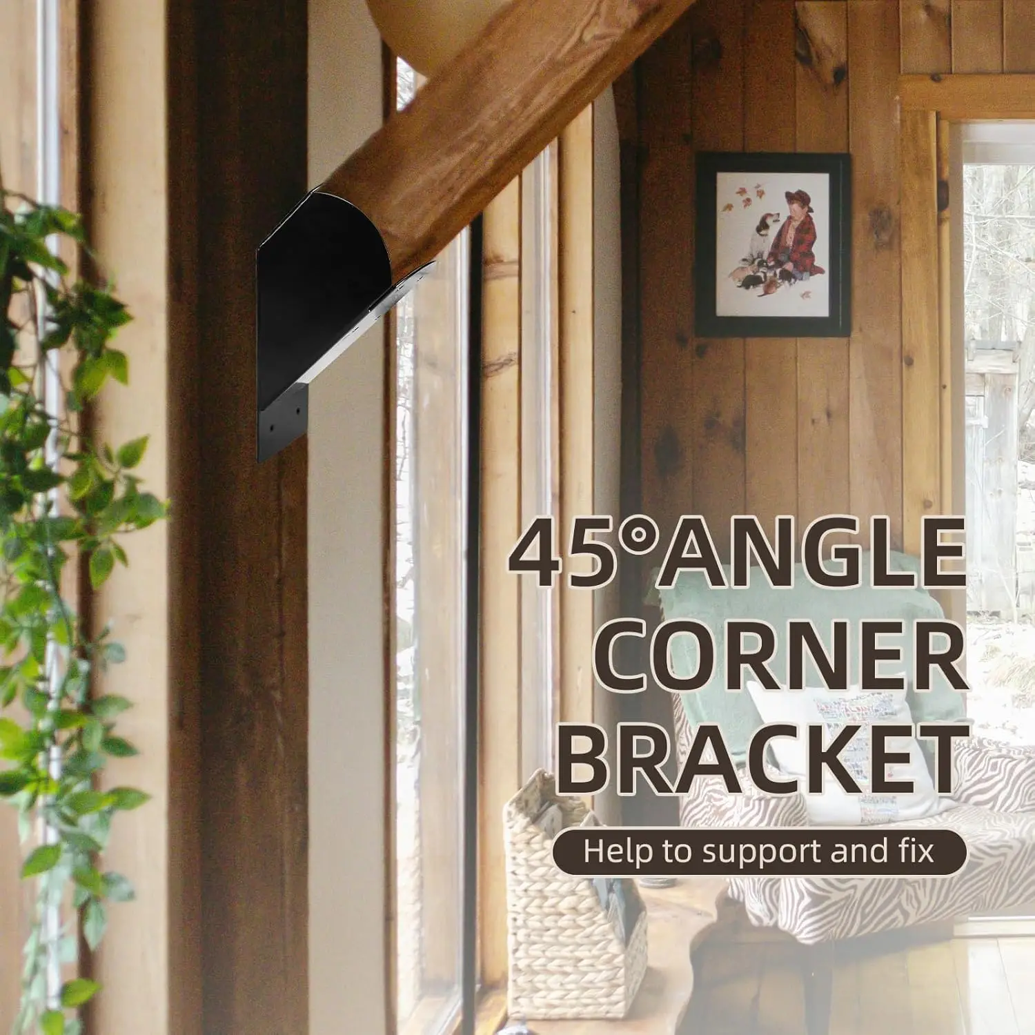 Pergola Bracket,45-Degree Angle Support Bracket Post and Beam Knee Bracket Fit for 4''x4'' Wood Posts Heavy Duty Connector Brace