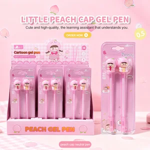 Double Card Pack Peach Neutral Pen, Smooth Writing Ballpoint Pen for Kids Adults Office School Supplies