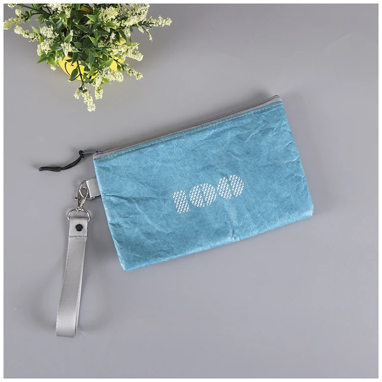 Custom logo Washable Small Pouch Tyvek Coin Purses Makeup Bag with Zipper