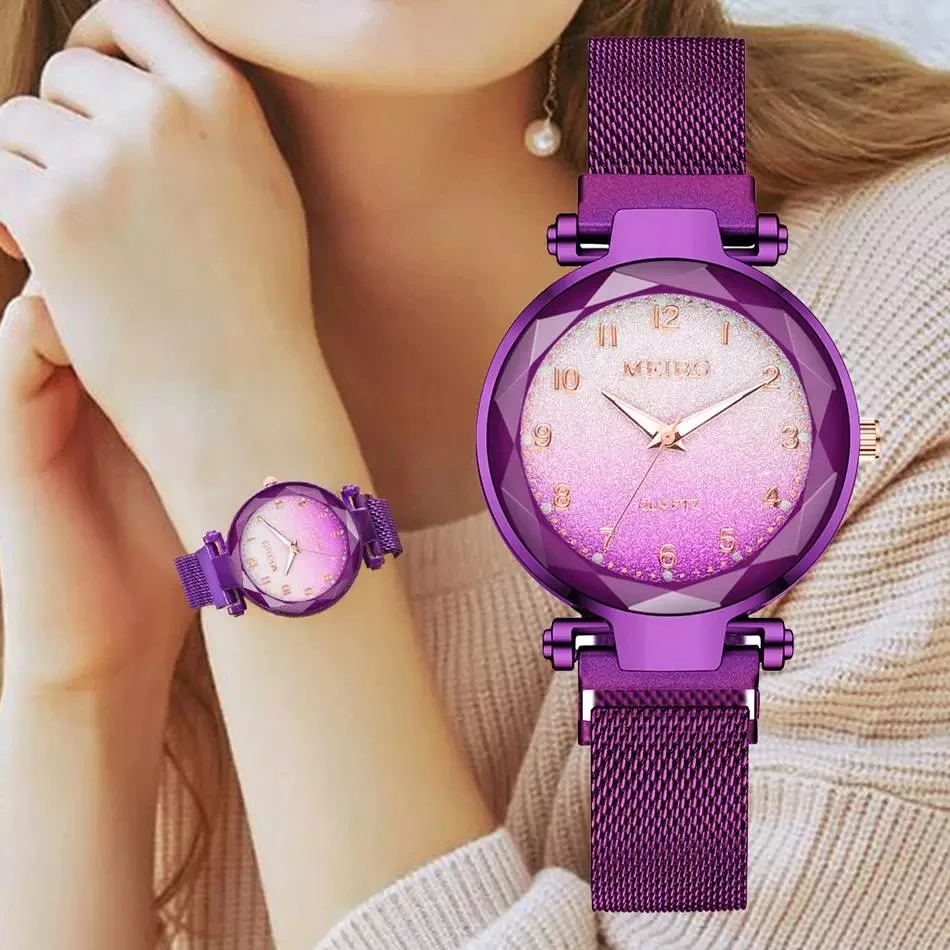 MEIBO Brand Women Arabic Numbers Watch Luxury Leather Unique Ladies Quartz  Wristwatches Clock Relogio Feminino