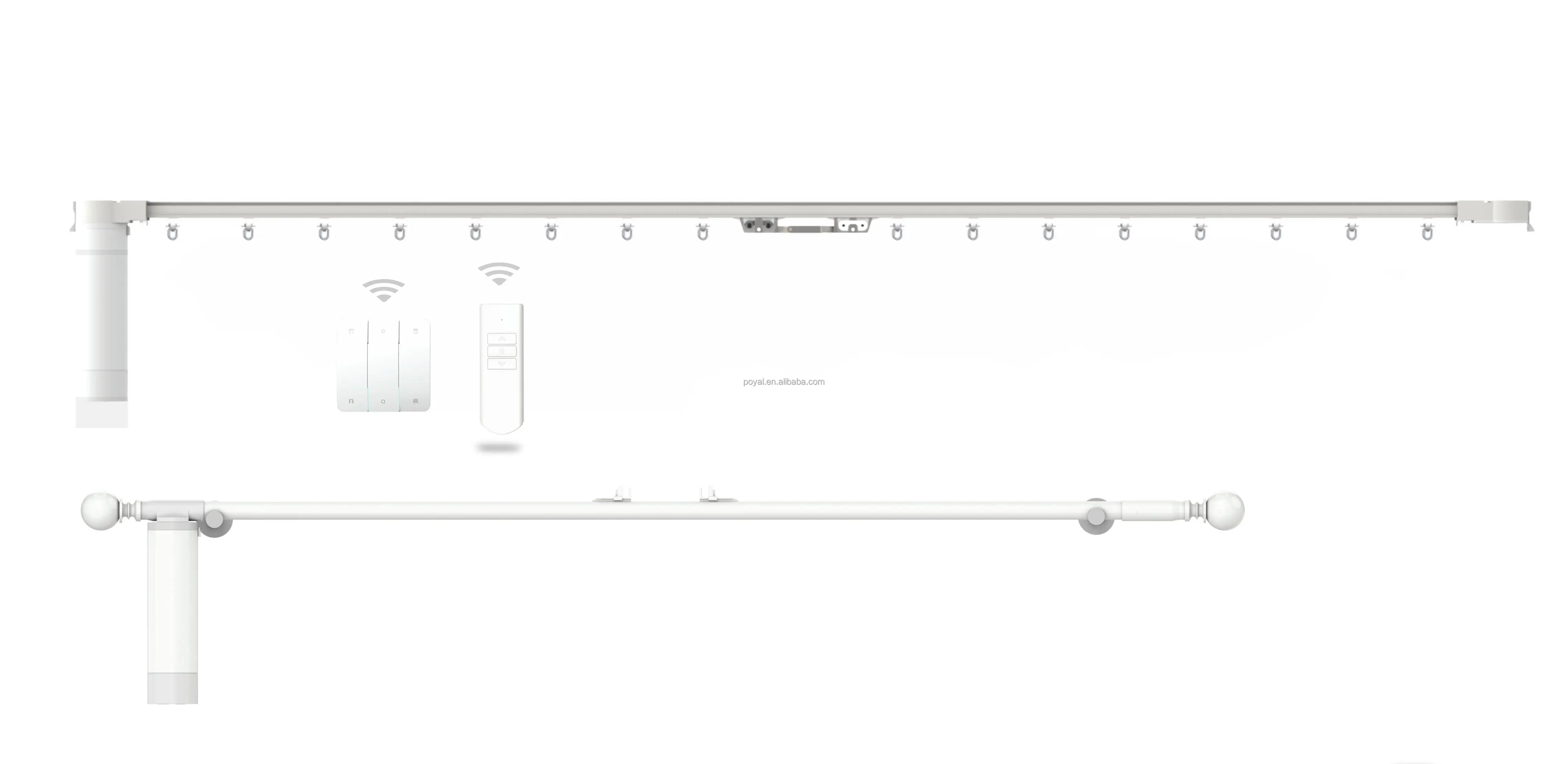 Poyal Curtain Motor Motorized Drapery System Remote Control Curtain