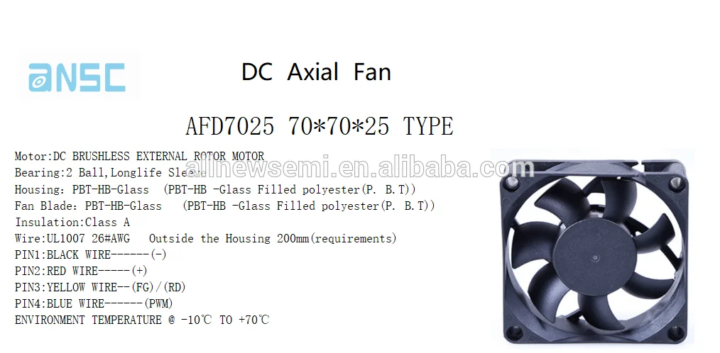 Durable/Large air Volume /High Speed/Mute/Long Life/High Quality AFD7025 7CM  7x7x2.5 DC Brushless Axial Flow Fan