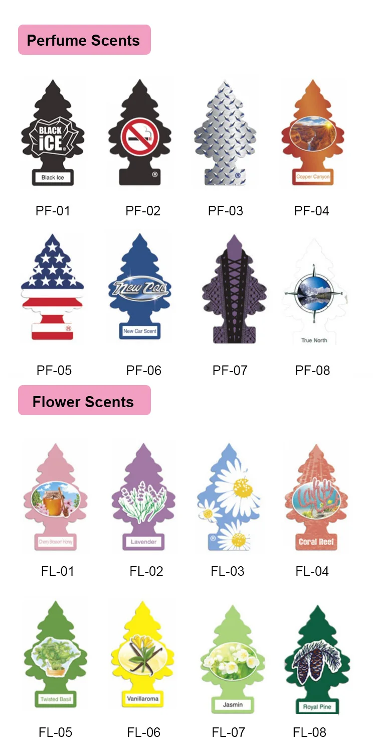 Wholesale Custom Perfume Scented Pino Americano Tree Cheirinho Carro Car Air Freshener Card