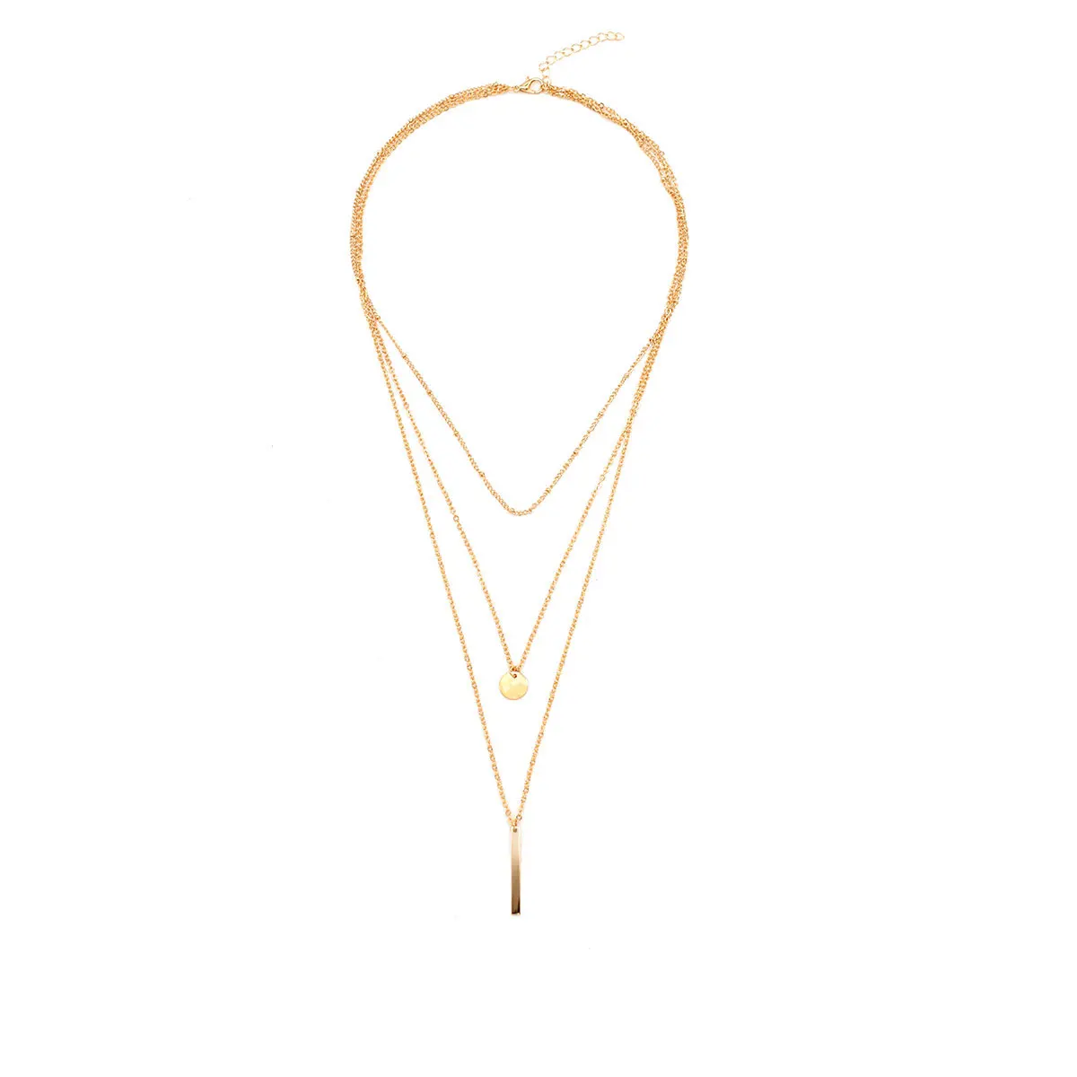 New Gold Plating Bar Pendant Necklace 