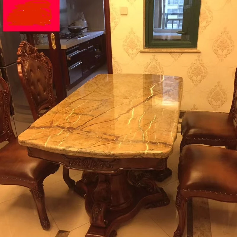 Rectangle Artificial Marble Dining Table Room Furniture Dining Table With Chair Sets