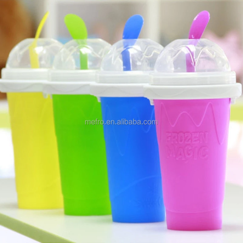 1pc Blue Silicone Smoothies Quick Freeze Cup, Double Layer Magic