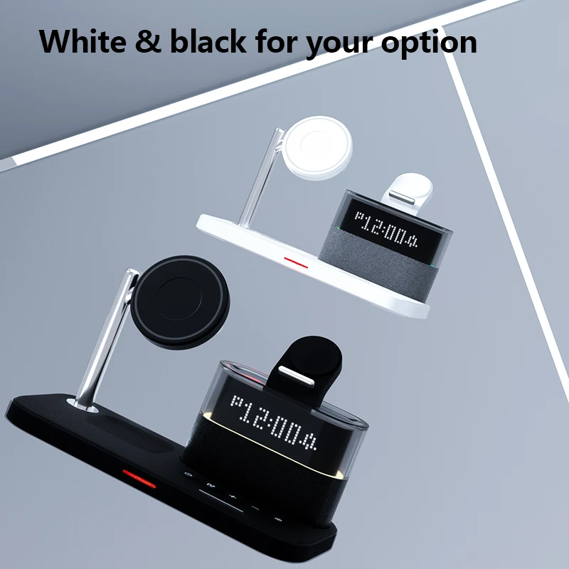 Touch Colorful RGB Light Multifunctional Wireless Charger 4 in 1 With Alarm Clock Charging Station for iphone