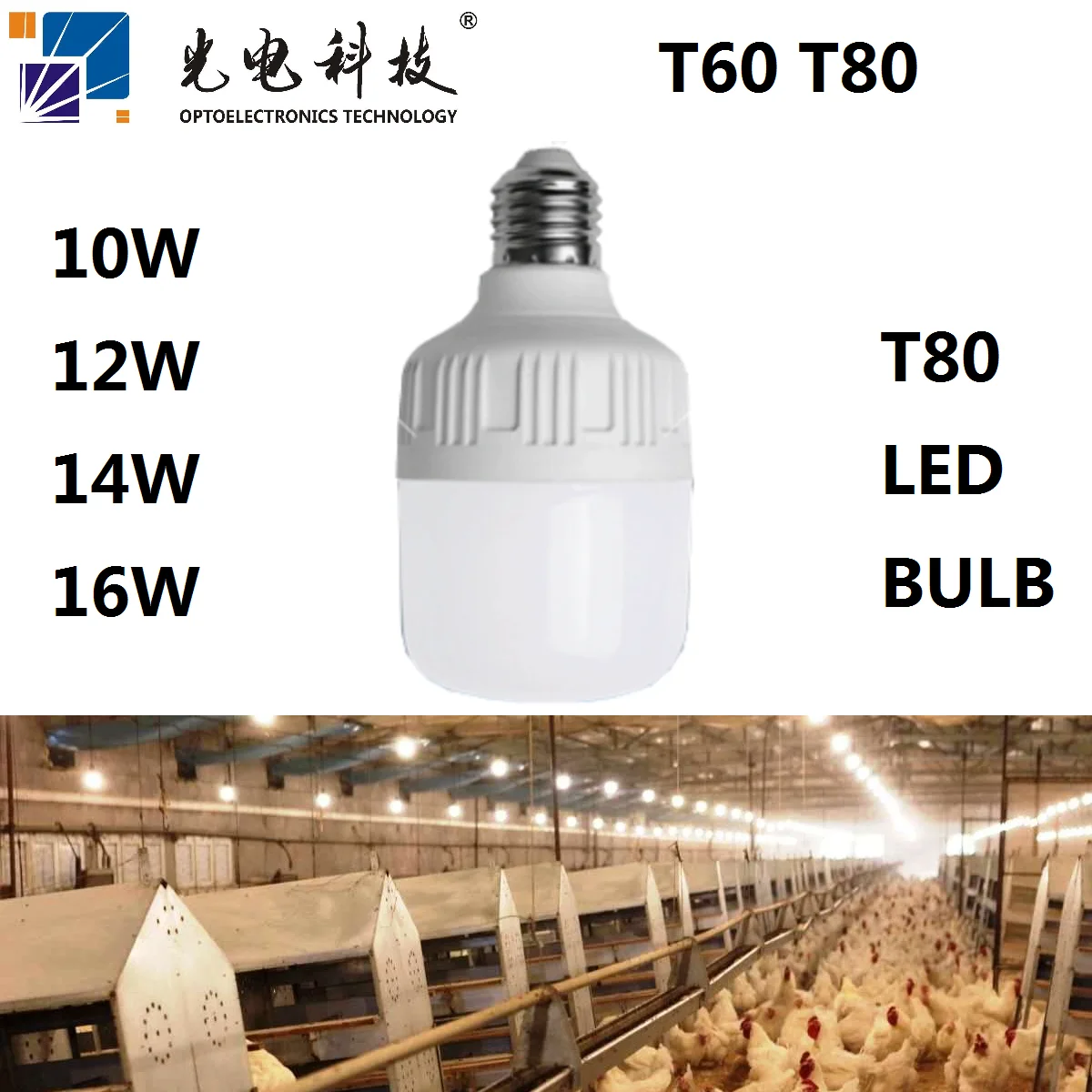 
factory LED Dimmable 48VD poultry lighting 6W 8W 10W 12W 14W T60 T80 BULB waterproof IP67C 