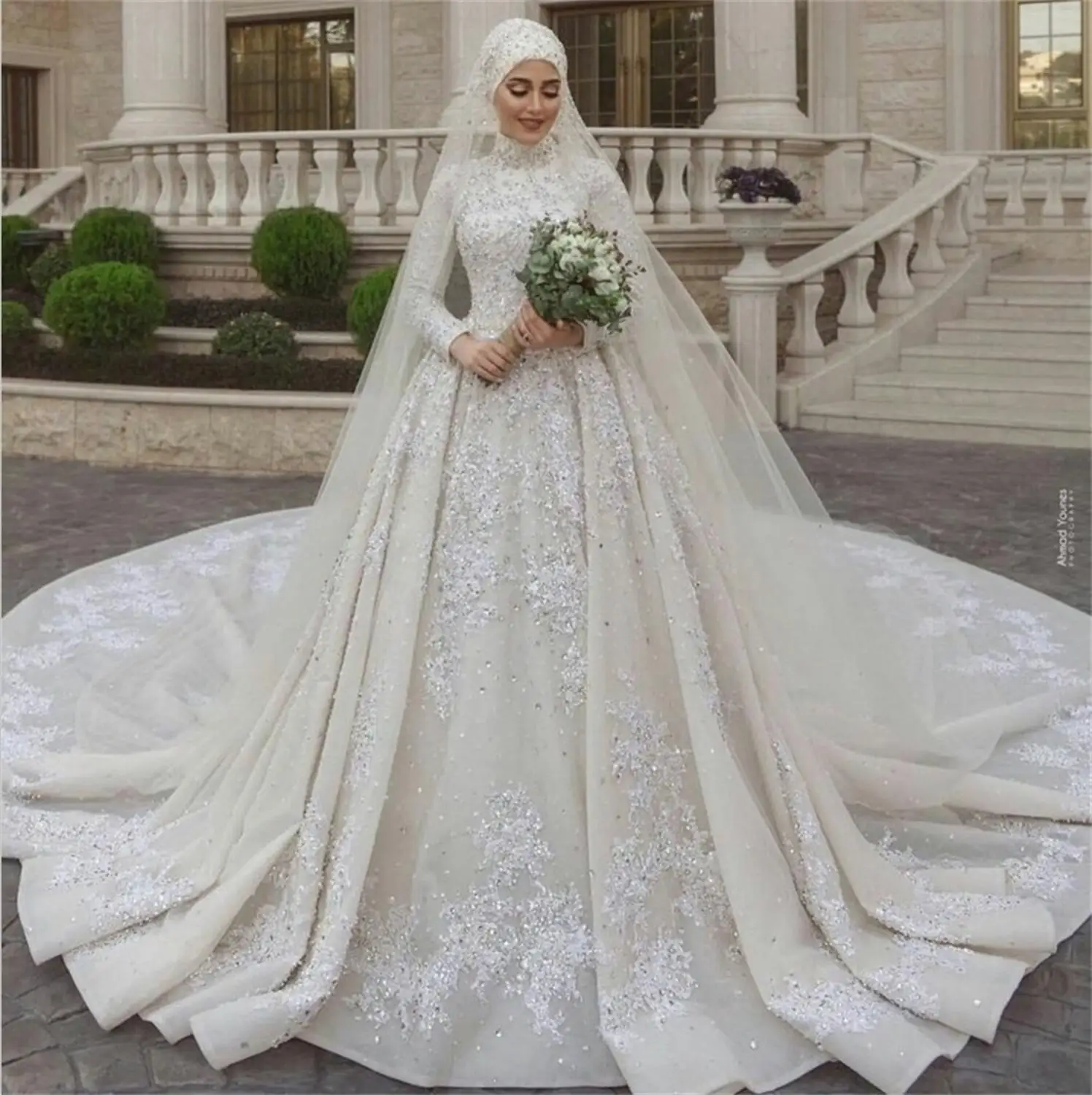 Modest Muslim Wedding Dresses High Neck ...