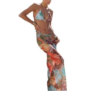 Stock 3-Color Women's Cheeky Swimwear Bandeau Top Bikini Set-Big Rings Band Detail Solid Pattern 2-Piece Set S-L with Logo Waist