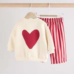 High Quality Autumn Two Piece Hoodie Stripe Wide Leg Trousers Set 2 Pieces Toddler Kids Girl Clothes