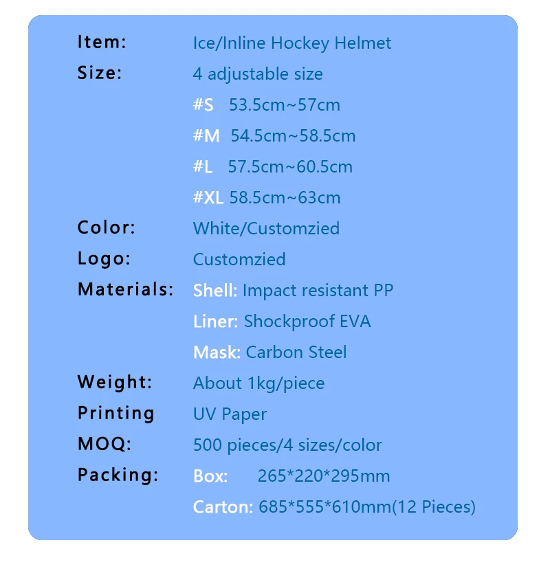 Customized Ice Hockey Inline Hockey Helmet Oem Factory Production Add