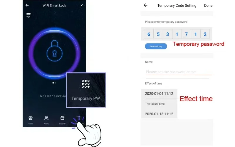 Grade C Lock Cylinder Smart Door Lock with 2 Years Warranty and 30-90mm Door Thickness