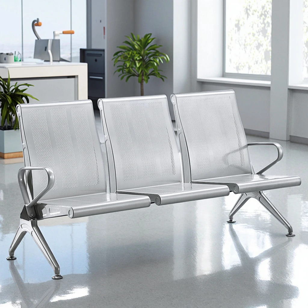Stainless Steel Modern Hospital Chair with Durable Eco-Friendly Design Foam Cushion MDF Panel Fixed Base for Commercial Use 2