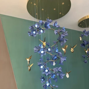 ECOJAS New Design Customized Decorative Flower Bird Art and Nature Ceramic Chandelier