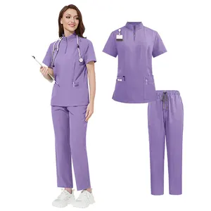 Wholesale Custom Logo Hospital Scrubs Uniforms Sets Medical Uniforms Doctor Nurse Women Scrubs Set