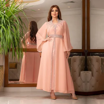 2023 Wholesales Fashion Diamonds Dubai Women Abaya Caftan muslim dresses women lady elegant Party Dress Kaftan Dresses